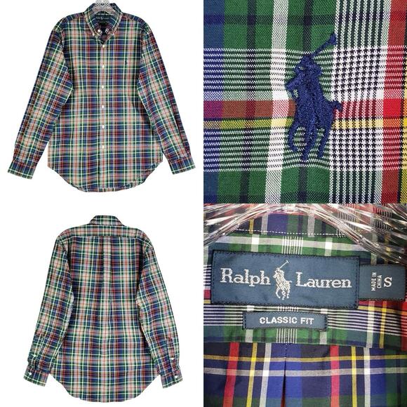 Polo Ralph Lauren Shirt Oxford Men's Small Multicolor Plaid LS Button Down - Picture 1 of 9